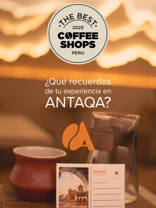 Afiche de The Best Coffee Shops Perú 2025 con una taza de barro