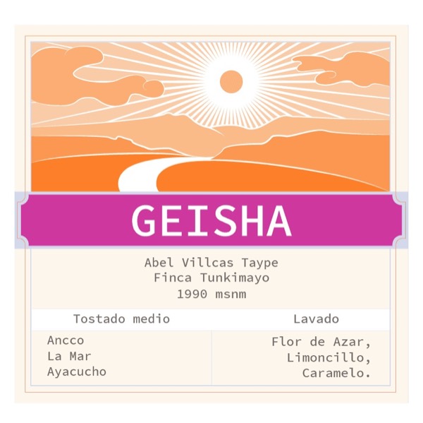 Etiqueta del café Geisha de Antaqa